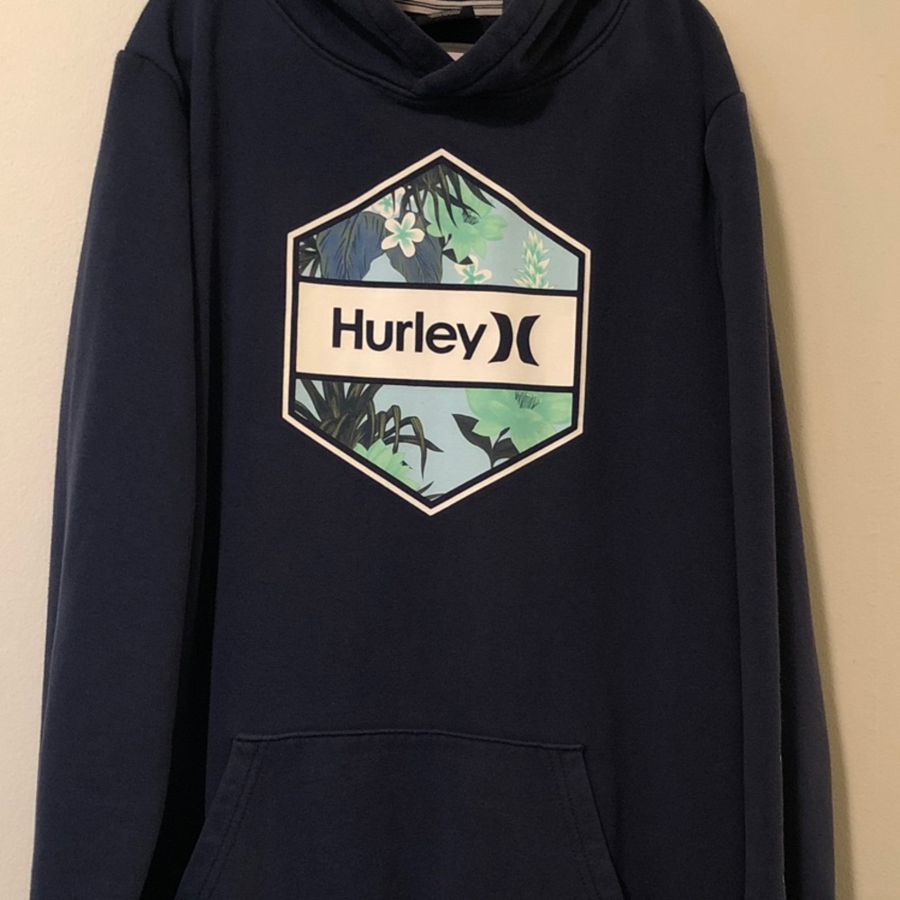 Hurley Navy Pullover Hoodie with Tropical Hex Logo